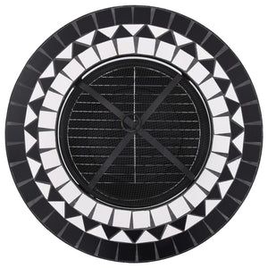 Fire pit table mosaic black and white 68 cm ceramic