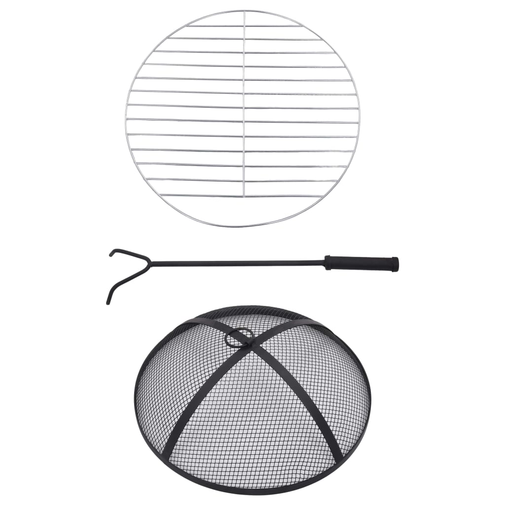 Fire pit table mosaic black and white 68 cm ceramic