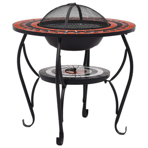 Fire pit table mosaic terracotta and white 68 cm ceramic