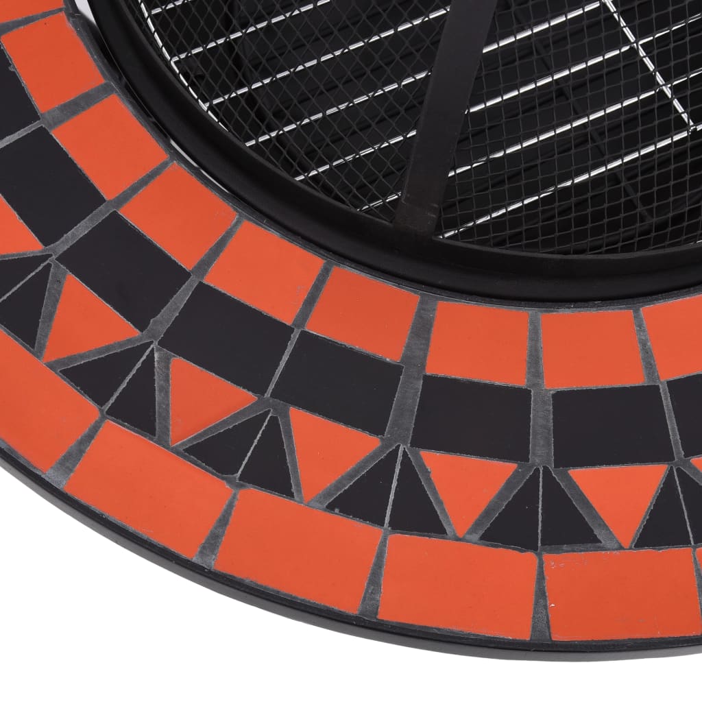 Fire pit table mosaic terracotta and white 68 cm ceramic