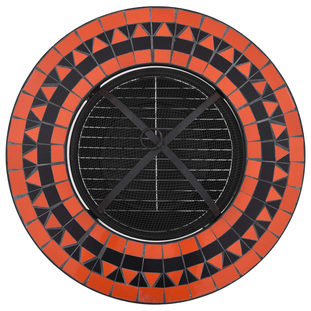 Fire pit table mosaic terracotta and white 68 cm ceramic