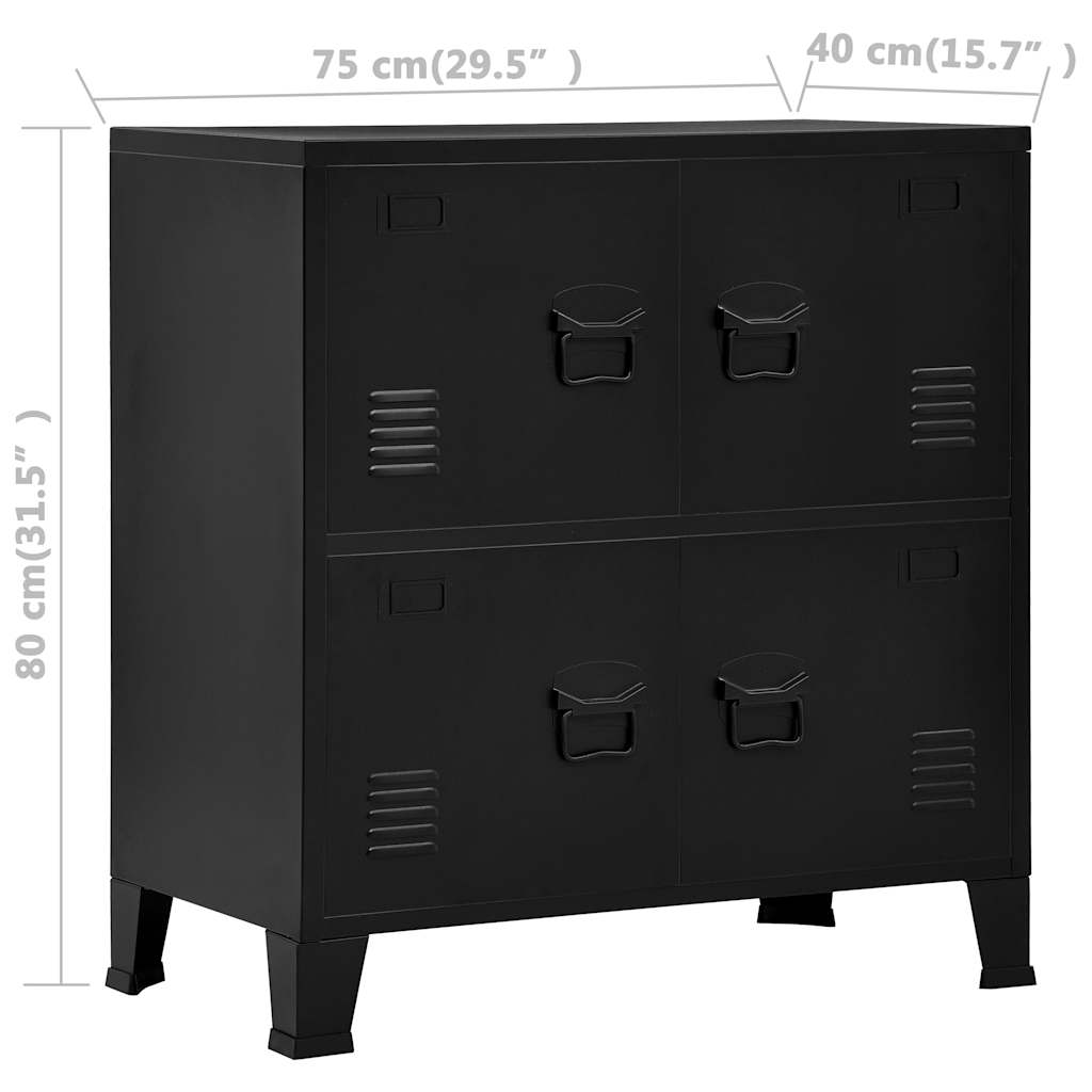 Industrial storage chest black 75x40x80 cm steel