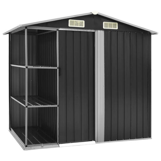 Garden shed with shelf anthracite 205x130x183 cm iron