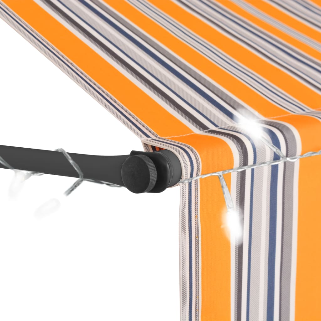 Manual retractable awning with LED 350 cm yellow and blue