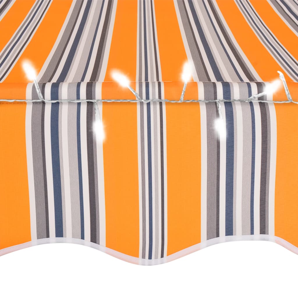 Manual retractable awning with LED 350 cm yellow and blue
