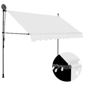 Manual retractable awning with LED 300 cm cream white