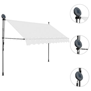 Manual retractable awning with LED 300 cm cream white