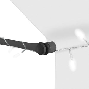 Manual retractable awning with LED 300 cm cream white