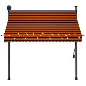 Manual retractable awning with LED 200 cm orange and brown