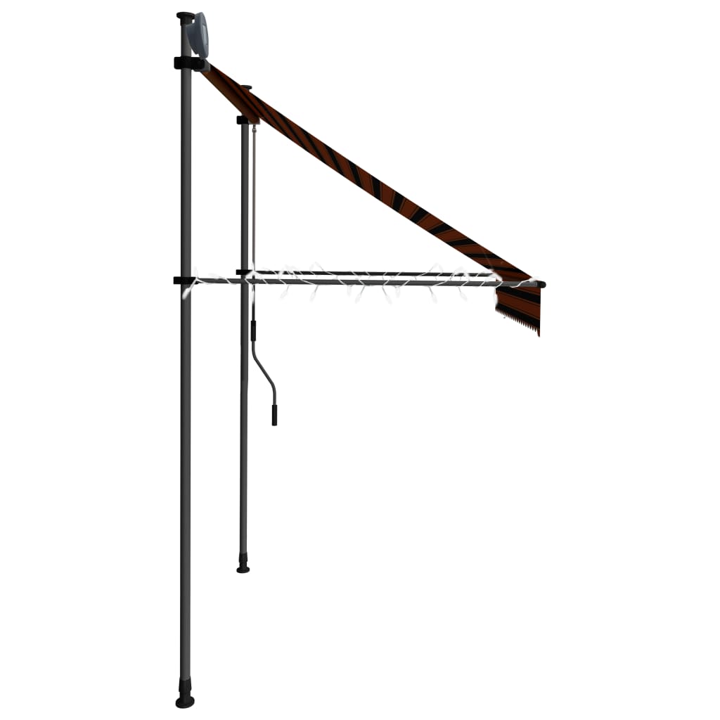 Manual retractable awning with LED 200 cm orange and brown