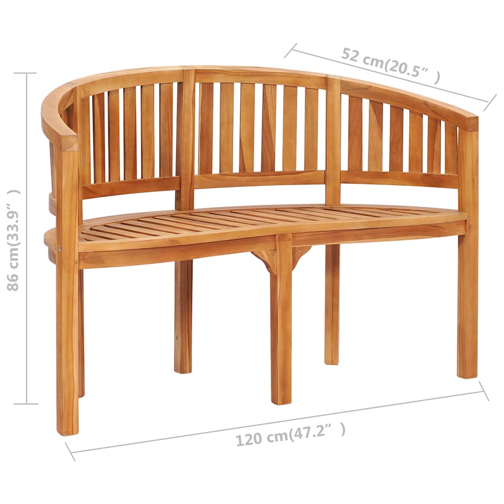 Bench banana-shaped 120 cm solid teak