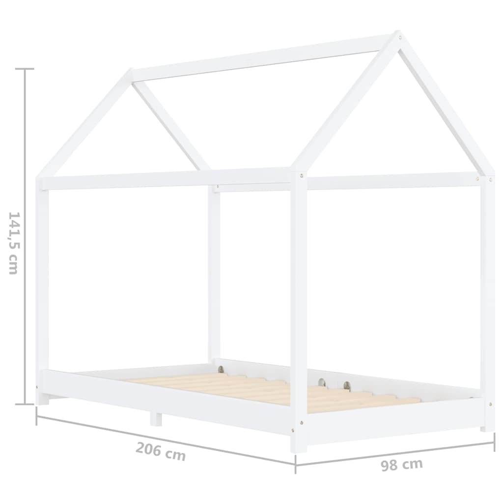 Bed frame for children solid pine white 90x200 cm