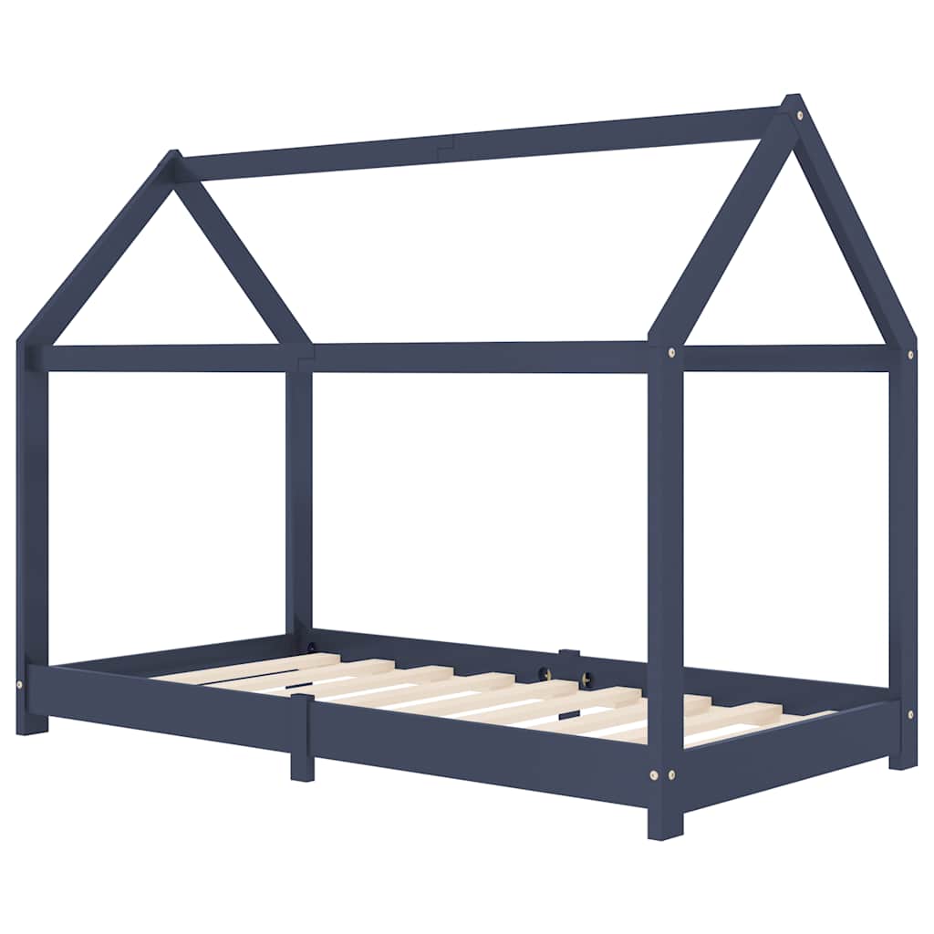 Bed frame for children solid pine grey 80x160 cm