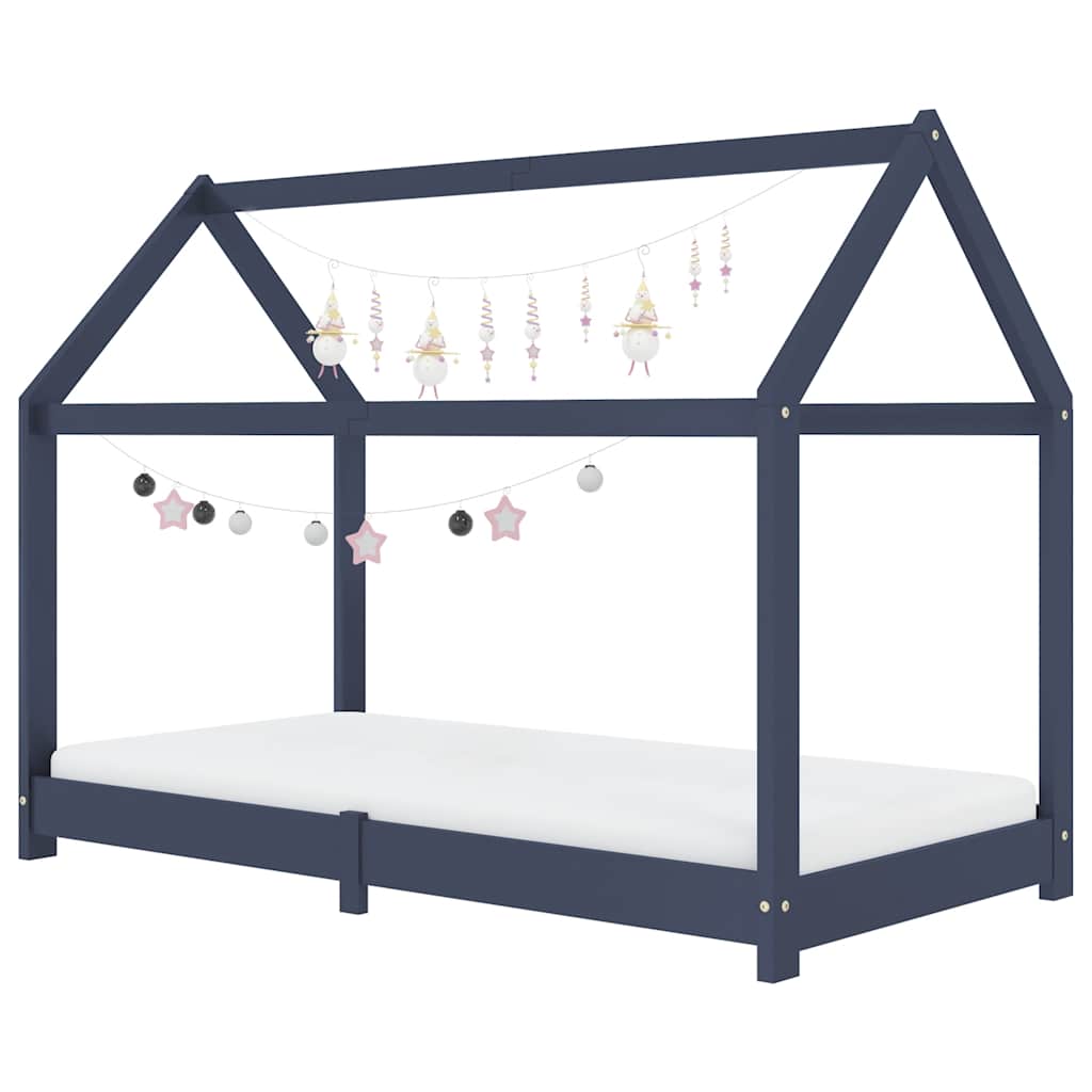 Bed frame for children solid pine grey 80x160 cm