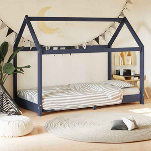 Bed frame for children solid pine grey 80x160 cm