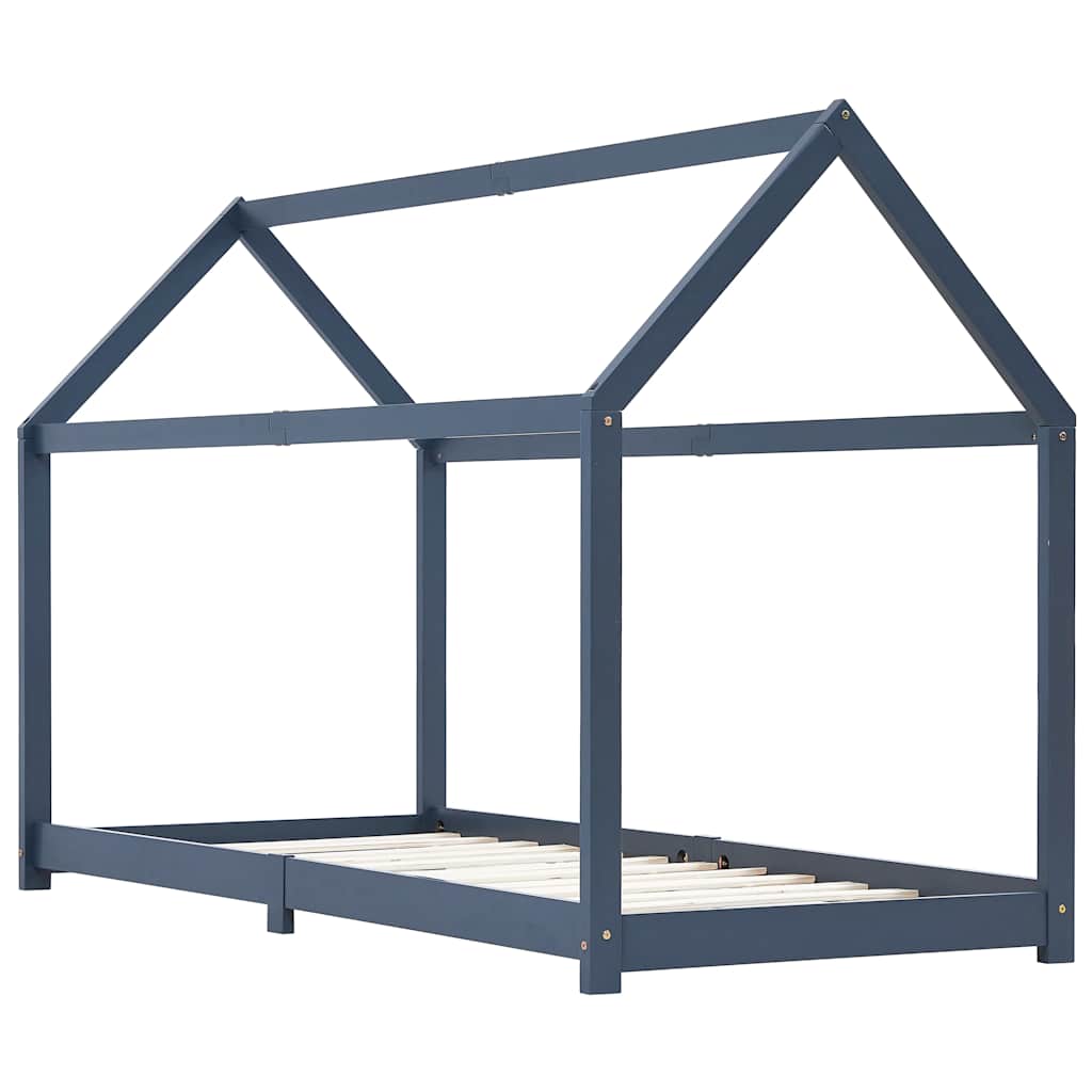 Bed frame for children solid pine grey 90x200 cm