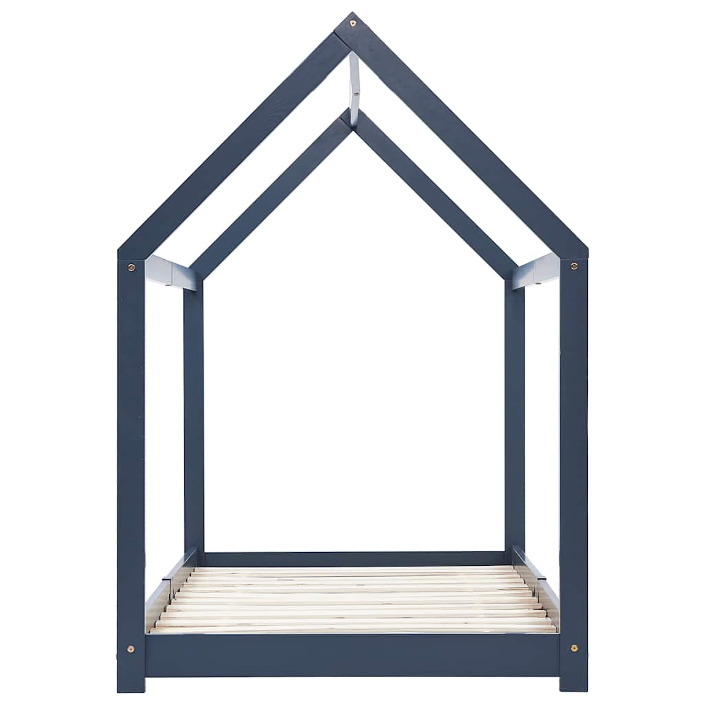 Bed frame for children solid pine grey 90x200 cm