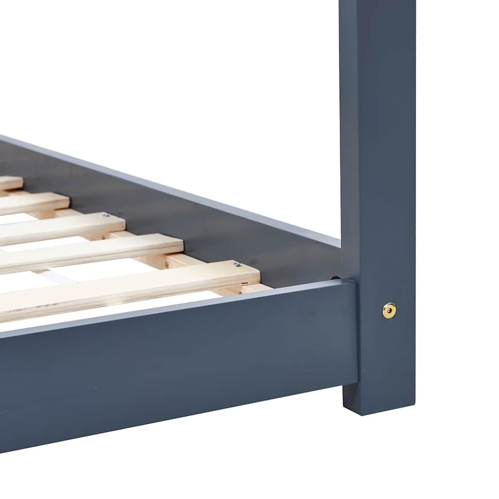 Bed frame for children solid pine grey 90x200 cm