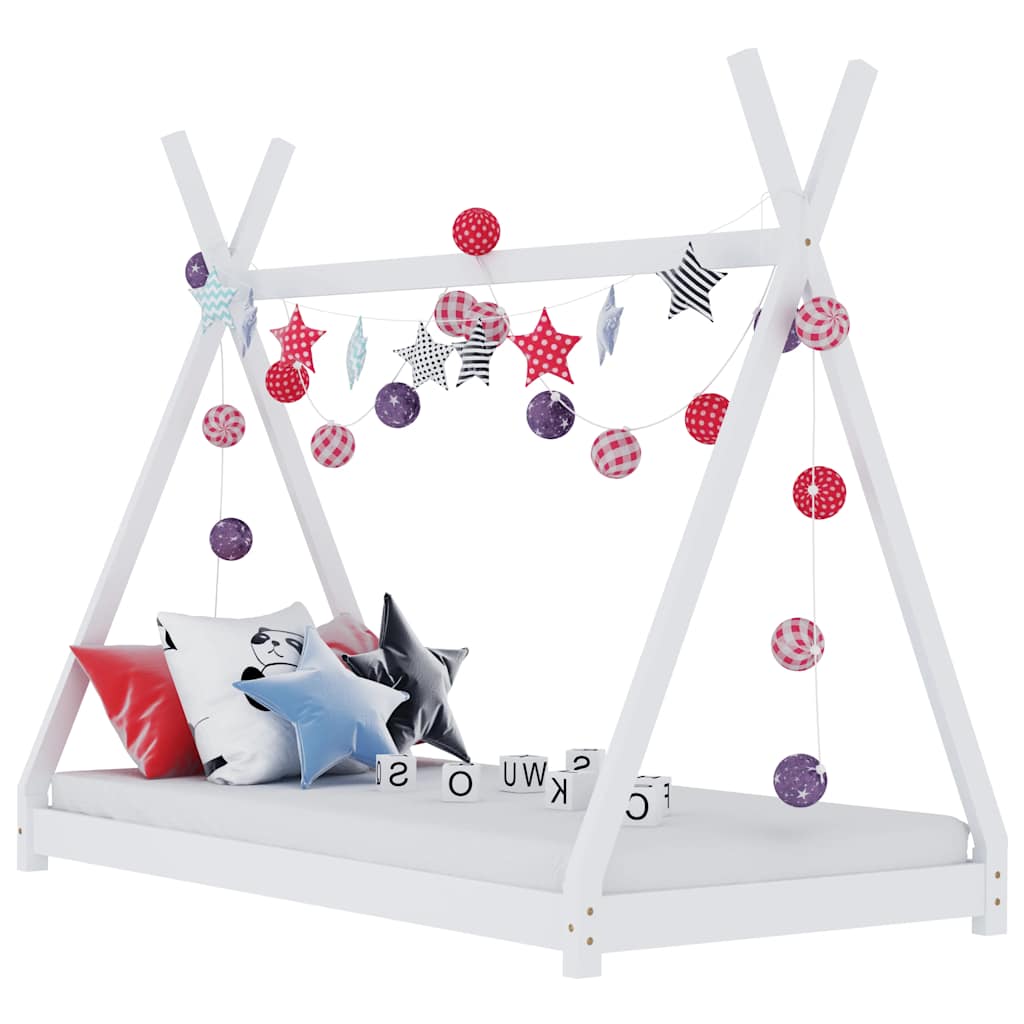 Bed frame for children solid pine white 70x140 cm