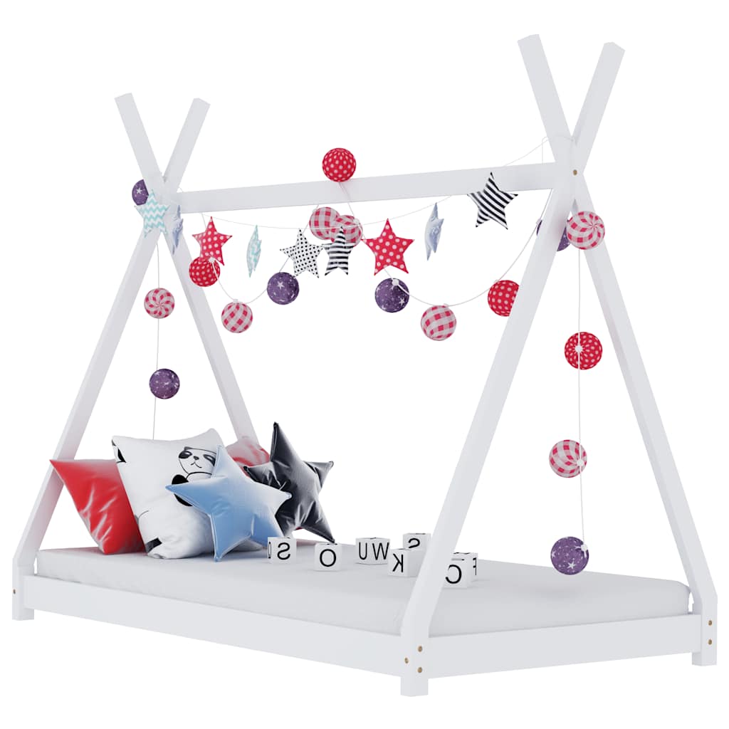 Bed frame for children solid pine white 90x200 cm