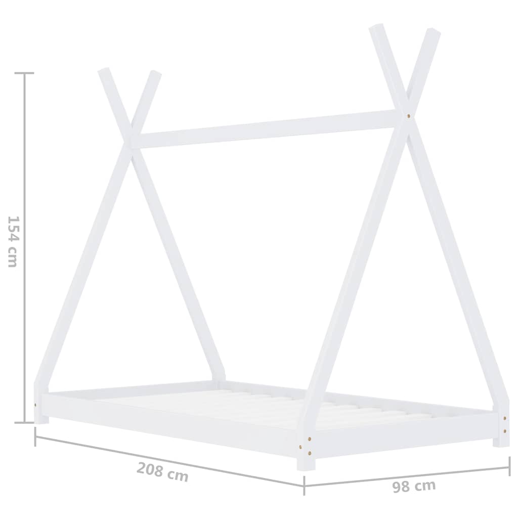 Bed frame for children solid pine white 90x200 cm