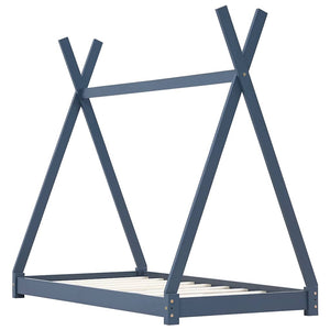 Bed frame for children solid pine grey 90x200 cm