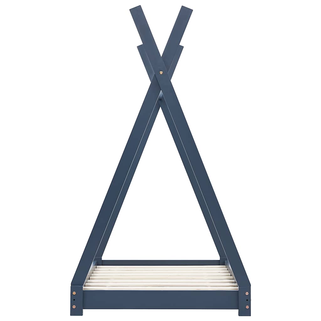 Bed frame for children solid pine grey 90x200 cm