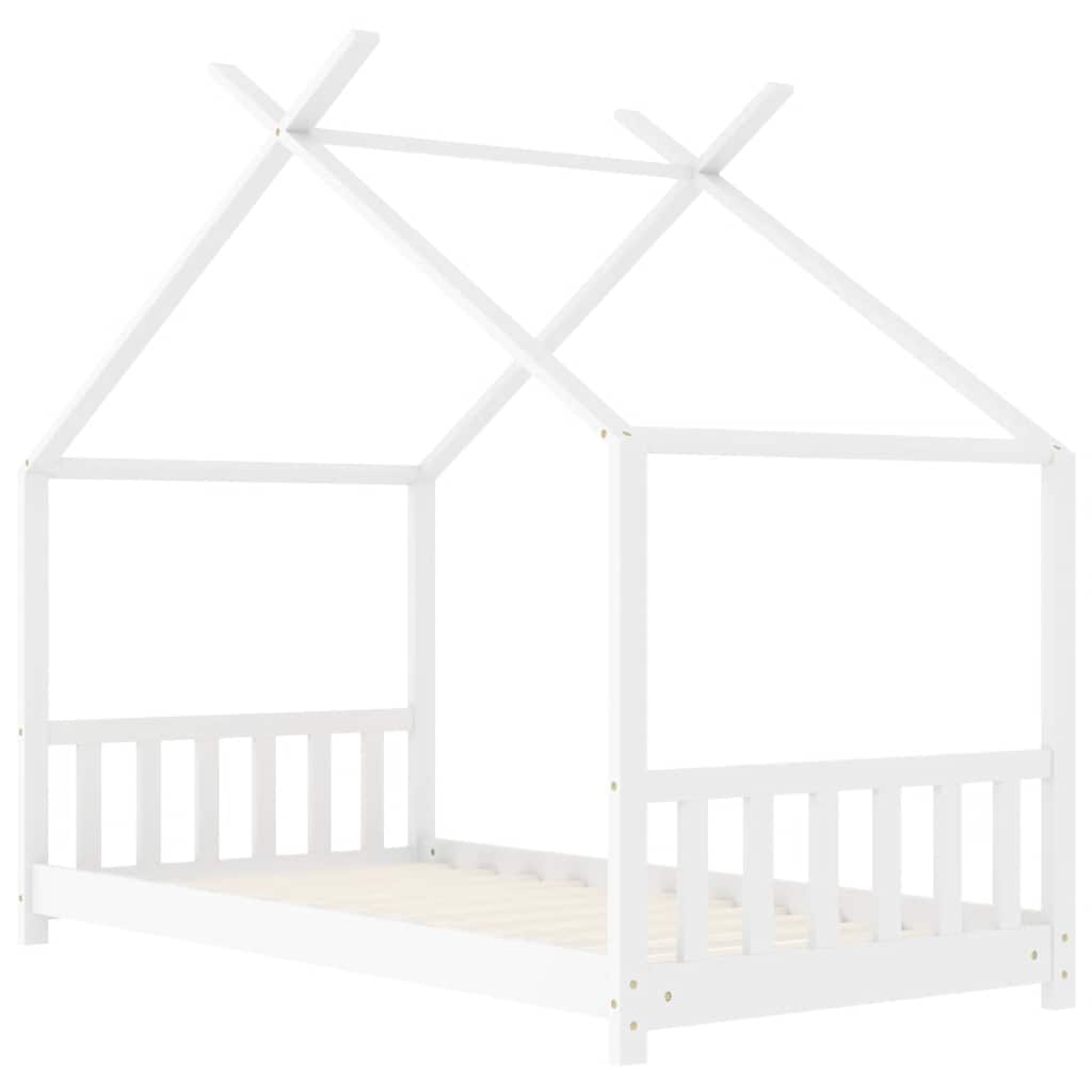 Bed frame for children solid pine white 70x140 cm