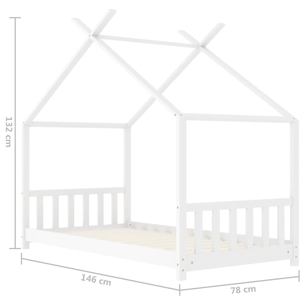 Bed frame for children solid pine white 70x140 cm