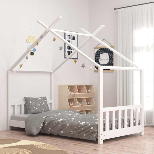 Bed frame for children solid pine white 80x160 cm