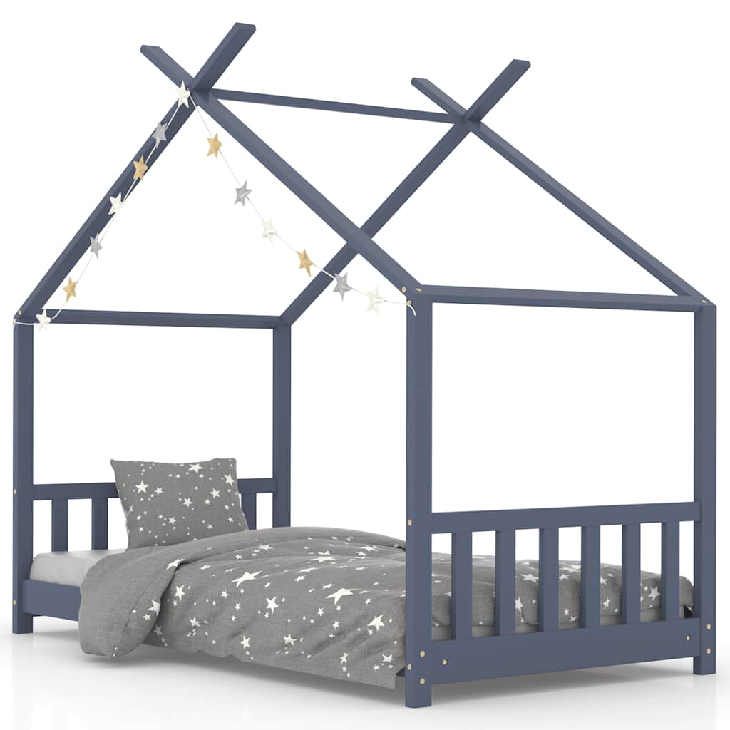 Bed frame for children solid pine grey 80x160 cm
