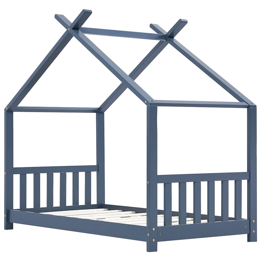 Bed frame for children solid pine grey 80x160 cm