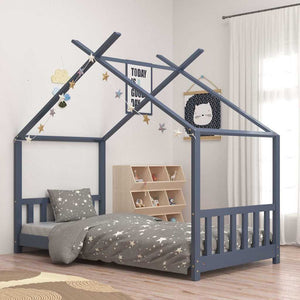 Bed frame for children solid pine grey 80x160 cm