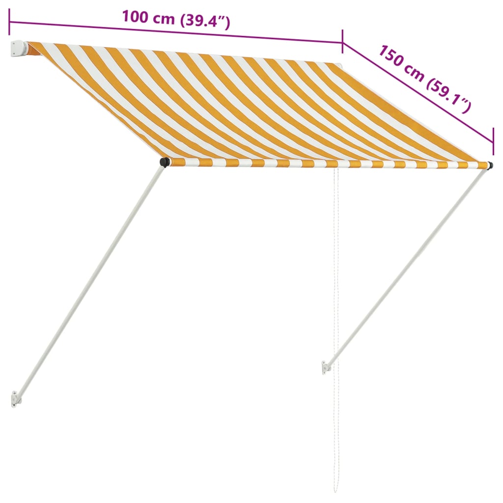 Retractable awning 100x150 cm yellow and white