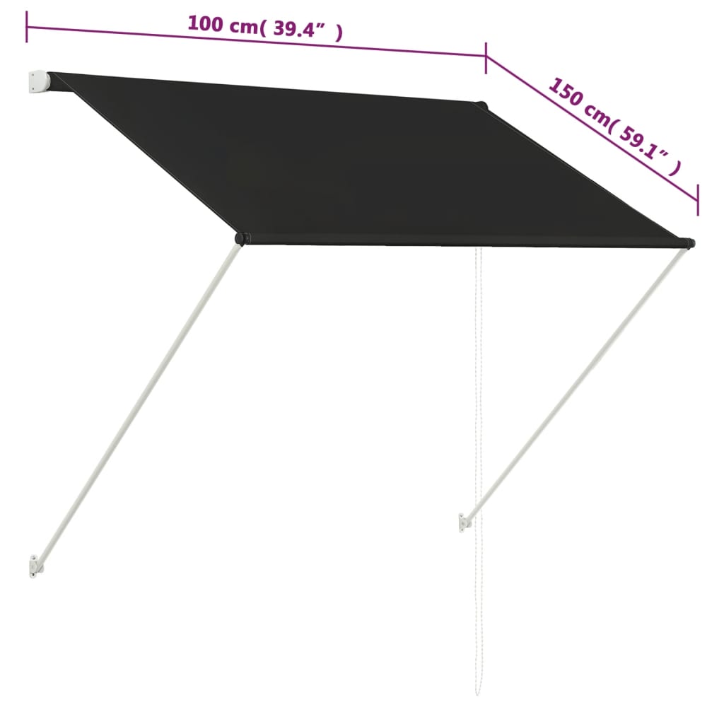 Retractable awning 100x150 cm anthracite