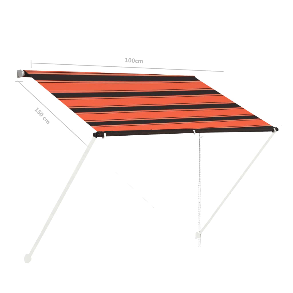 Retractable awning 100x150 cm orange and brown