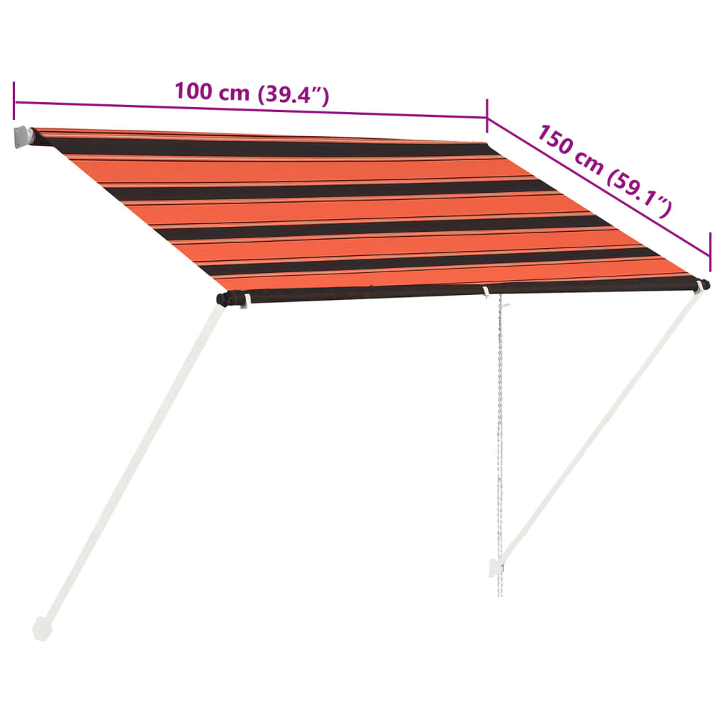 Retractable awning 100x150 cm orange and brown