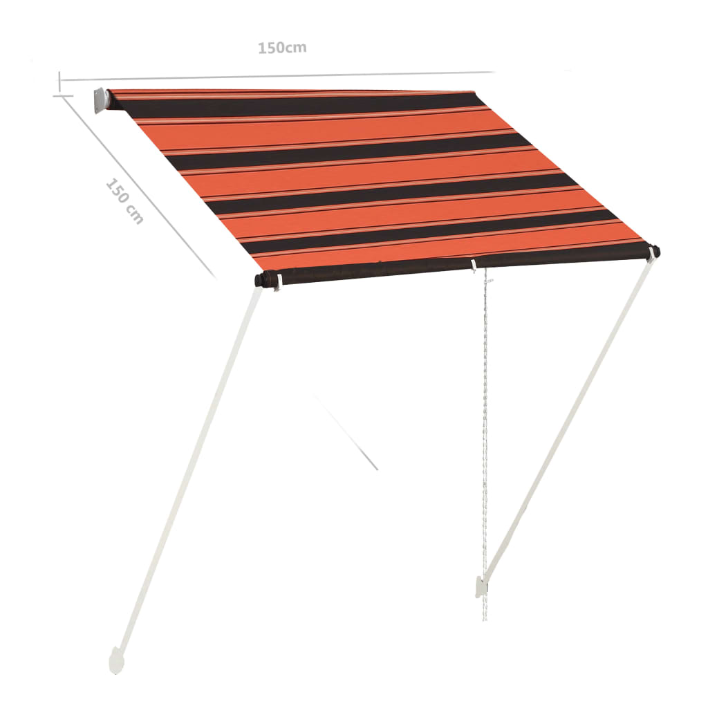 Retractable awning 150x150 cm orange and brown