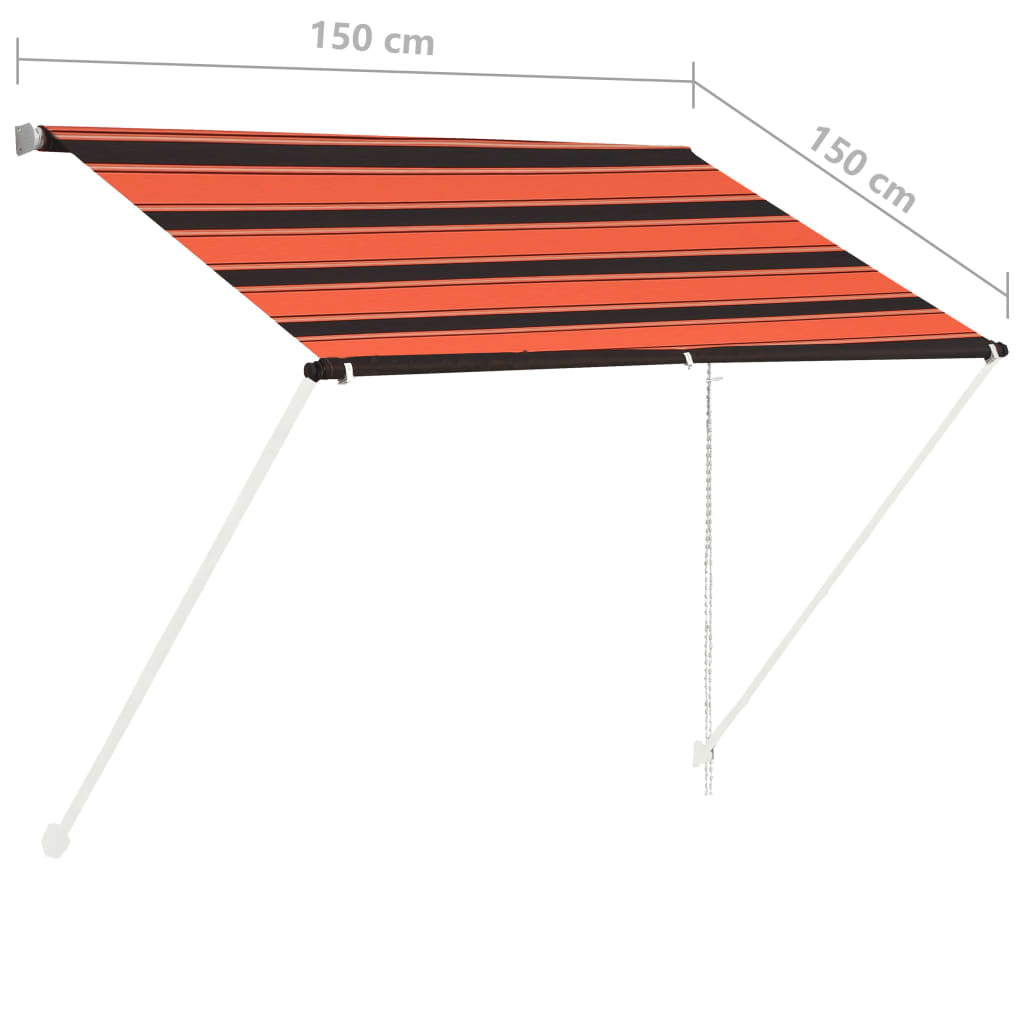 Retractable awning 150x150 cm orange and brown
