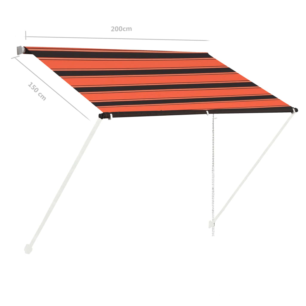 Retractable awning 200x150 cm orange and brown