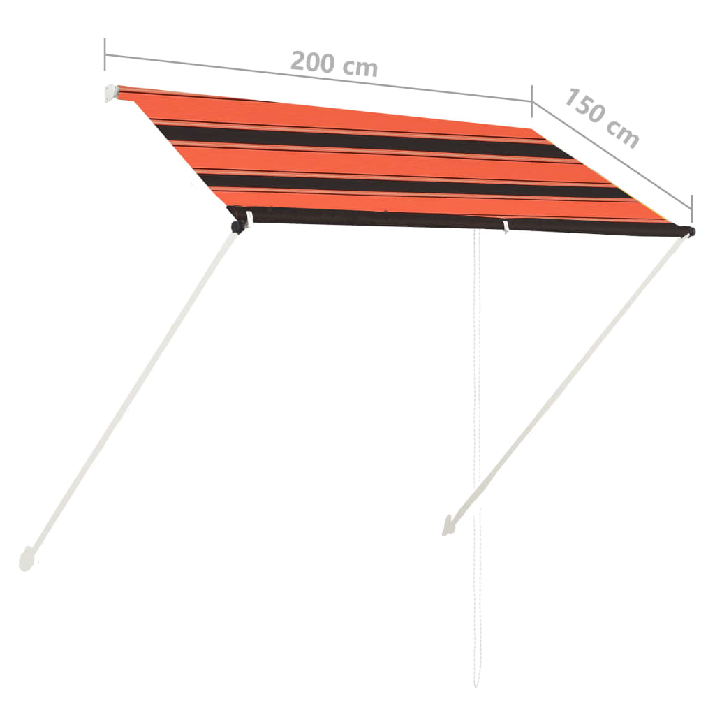 Retractable awning 200x150 cm orange and brown