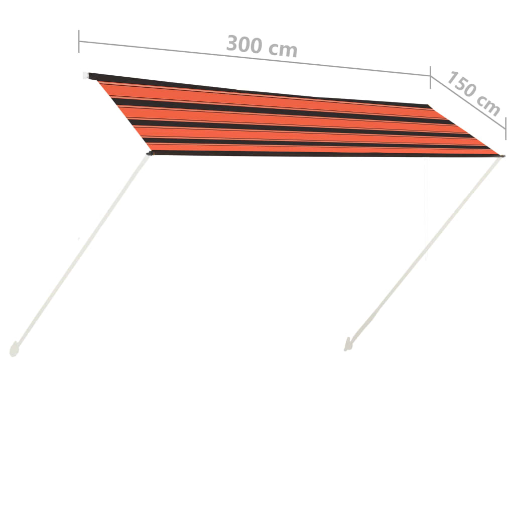 Retractable awning 300x150 cm orange and brown