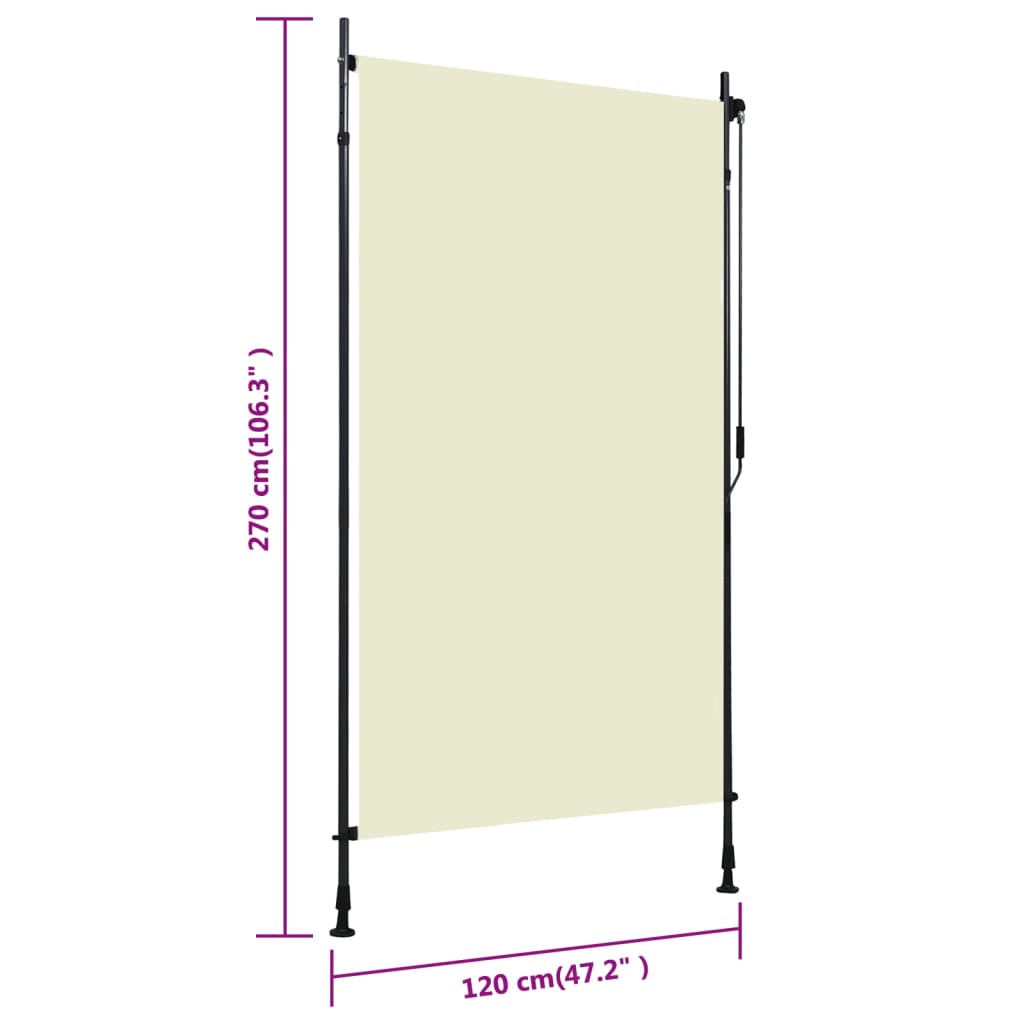 Outdoor roller blind 120x270 cm cream white