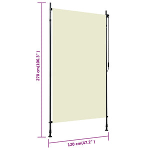 Outdoor roller blind 120x270 cm cream white