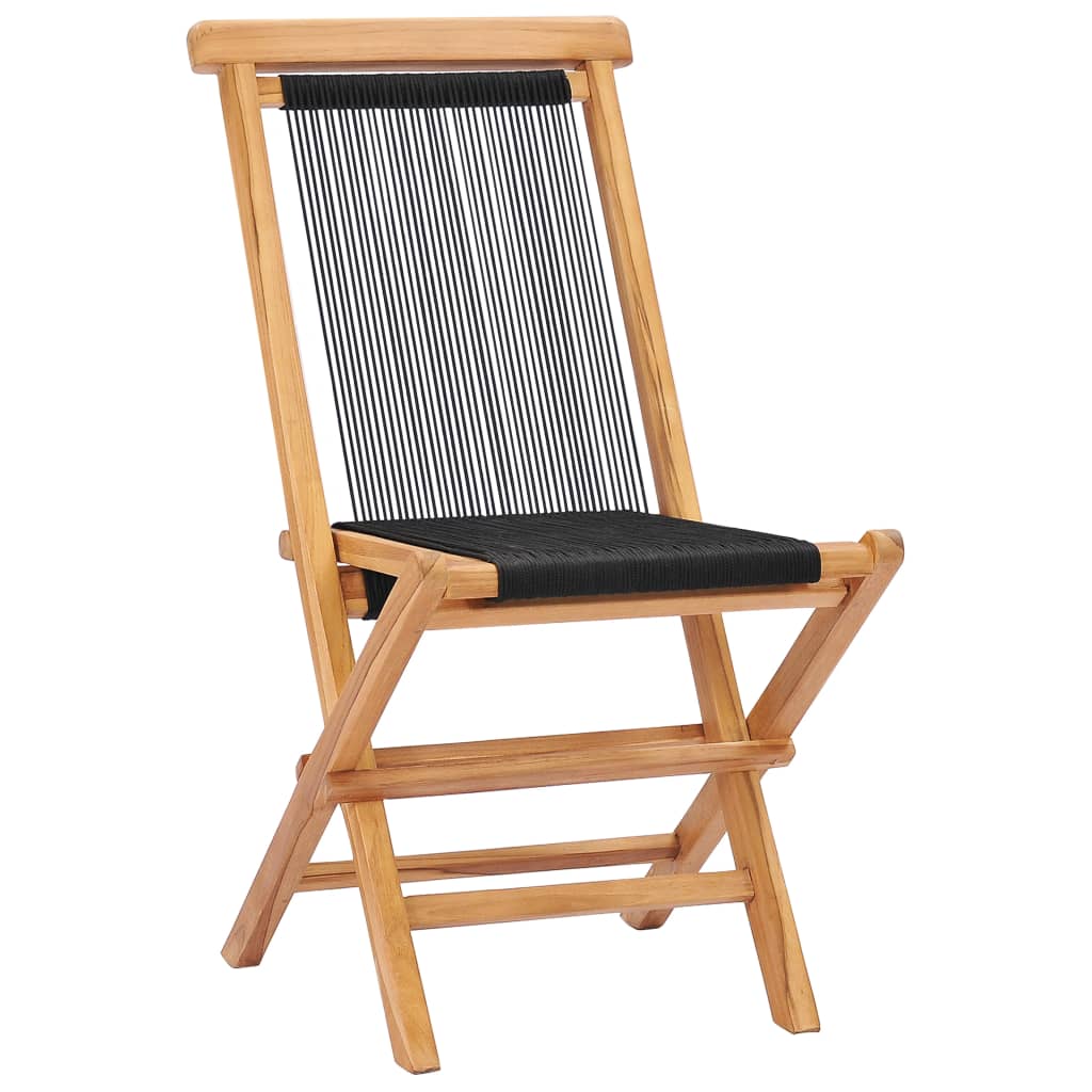 Folding chairs 2 pcs solid teak and rope