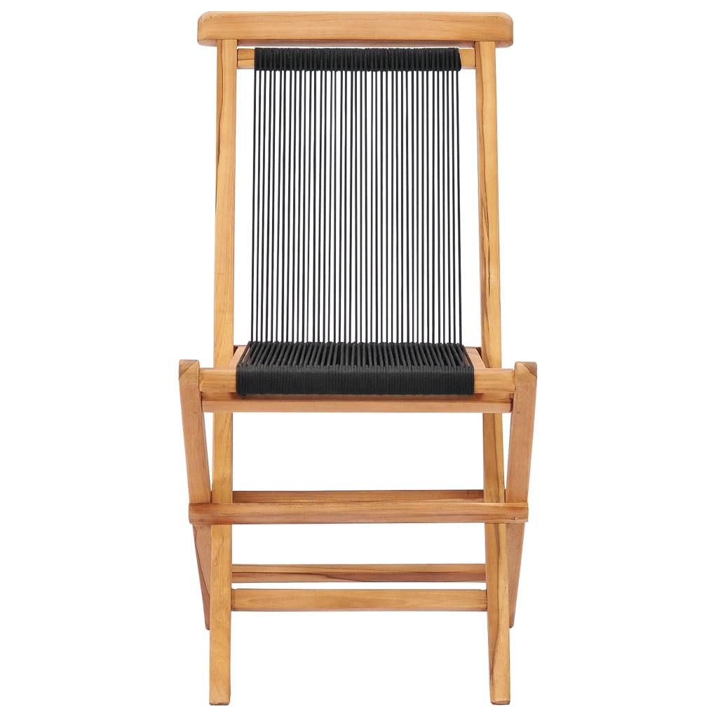 Folding chairs 2 pcs solid teak and rope