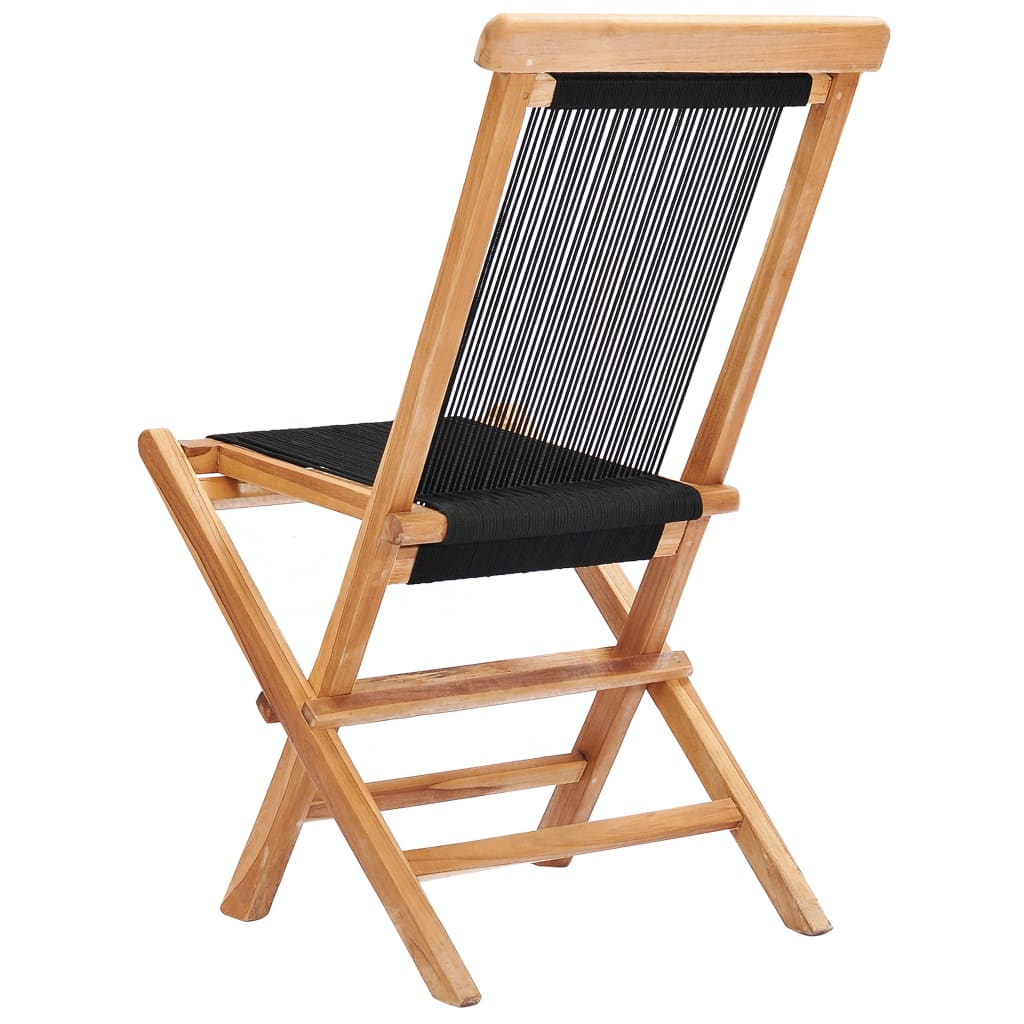 Folding chairs 2 pcs solid teak and rope