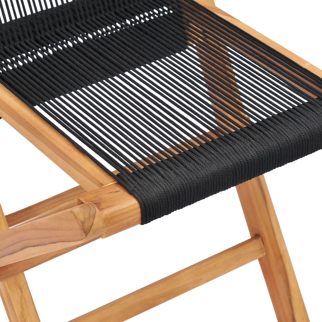 Folding chairs 2 pcs solid teak and rope