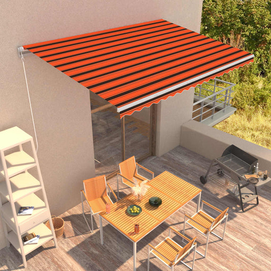 Manual retractable awning 450x300 cm orange and brown