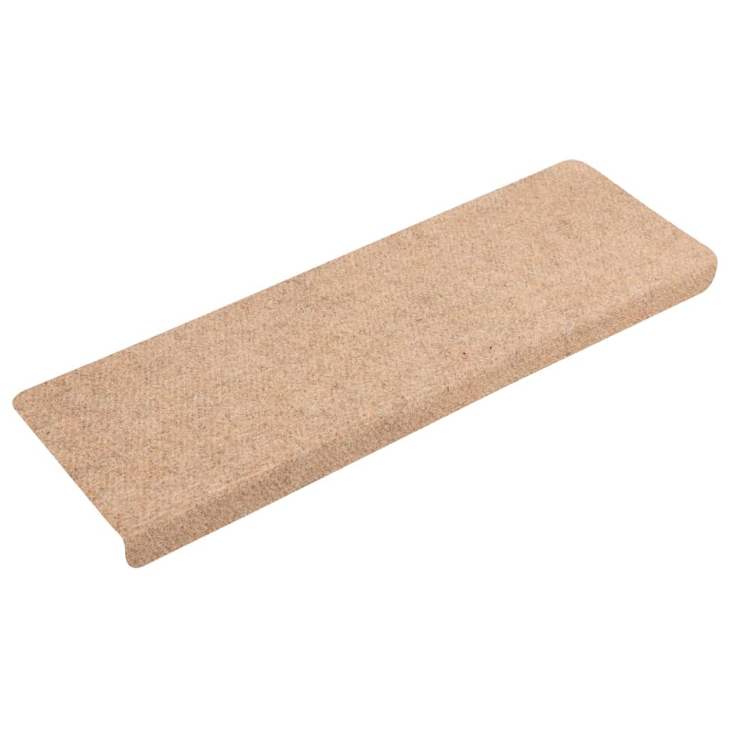 Stair mats 15 pcs needle punch 65x21x4 cm cream white
